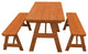 Pine Traditional Table With 2 Benches, Redwood Stain, 5 Foot, 2 Benches