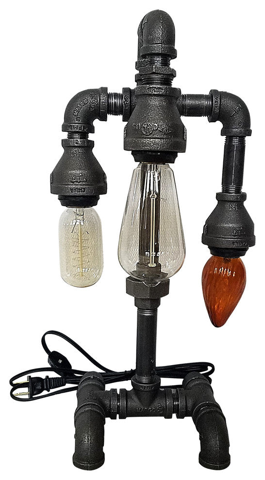 Three Tiered Industrial Pipe Edison Lamp