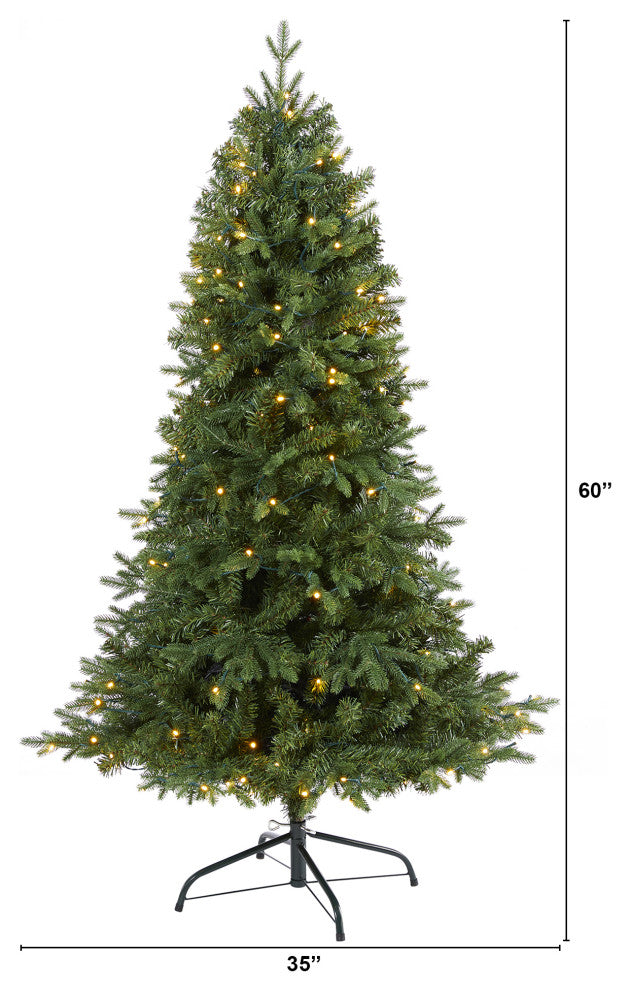 5' Vermont Fir Artificial Christmas Tree With 150 Clear LED Lights