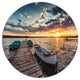 Boats And Jetty Under Dramatic Sky, Modern Bridge Round Wall Art, 11"