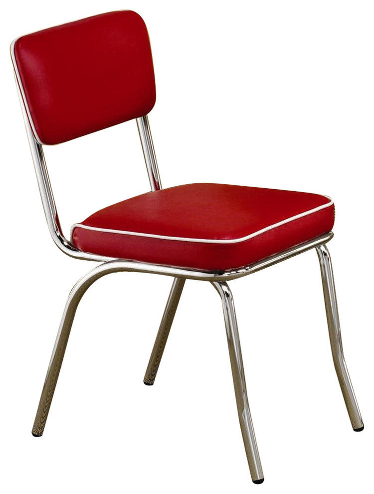 Retro Chrome Coke Dining Chairs, Set of 2, Red