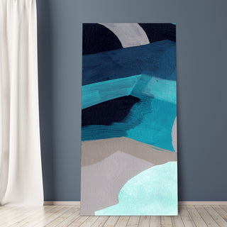 "Puzzle Blues A" Frameless Free Floating Panel Graphic Wall Art, 72"x36"