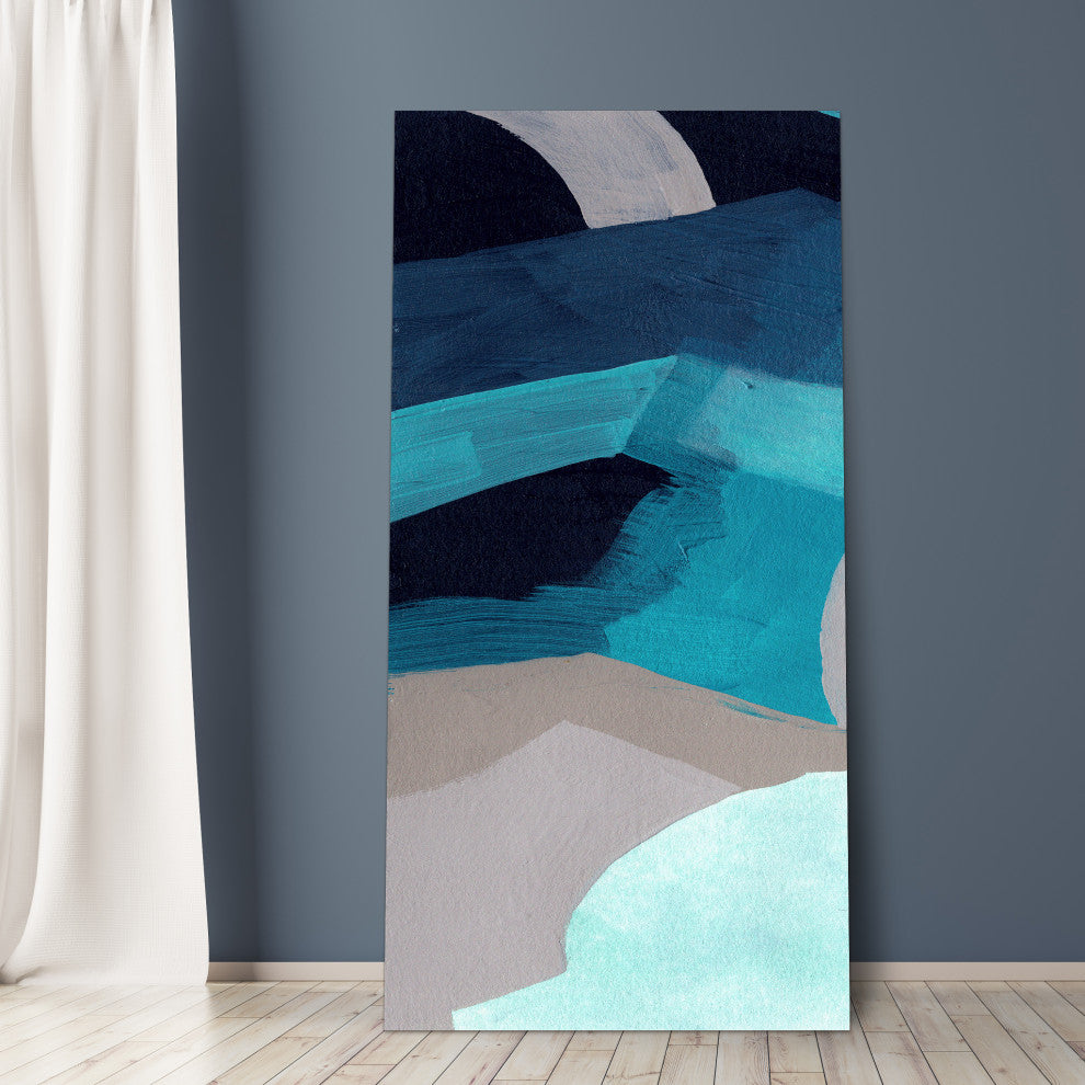 "Puzzle Blues A" Frameless Free Floating Panel Graphic Wall Art, 72"x36"