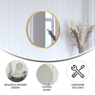 Julianne Round Metal Framed Wall Mirror, Gold, 20"
