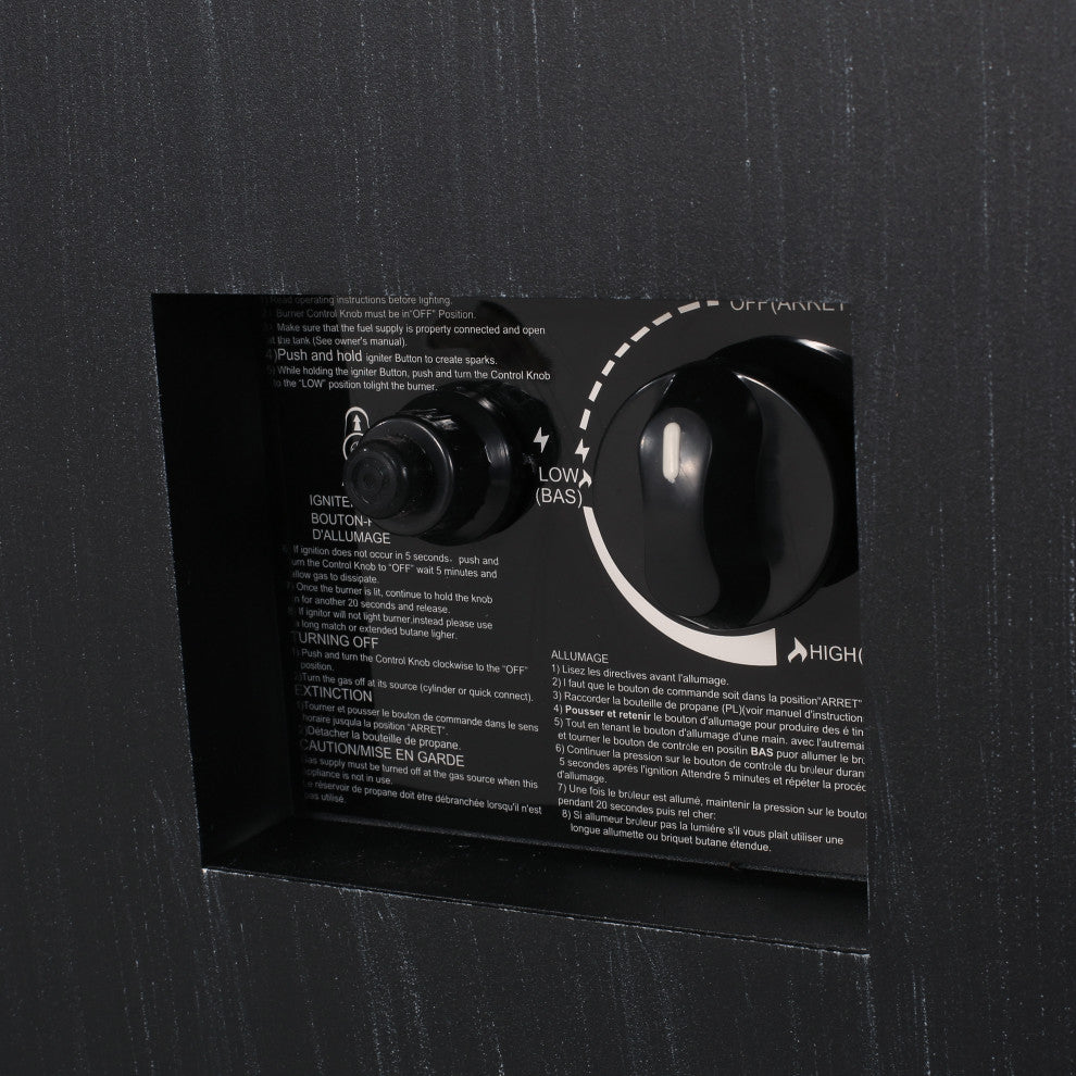 Jasmine Outdoor Iron 50K BTU Rectangular Fire Pit Table, Brushed Black