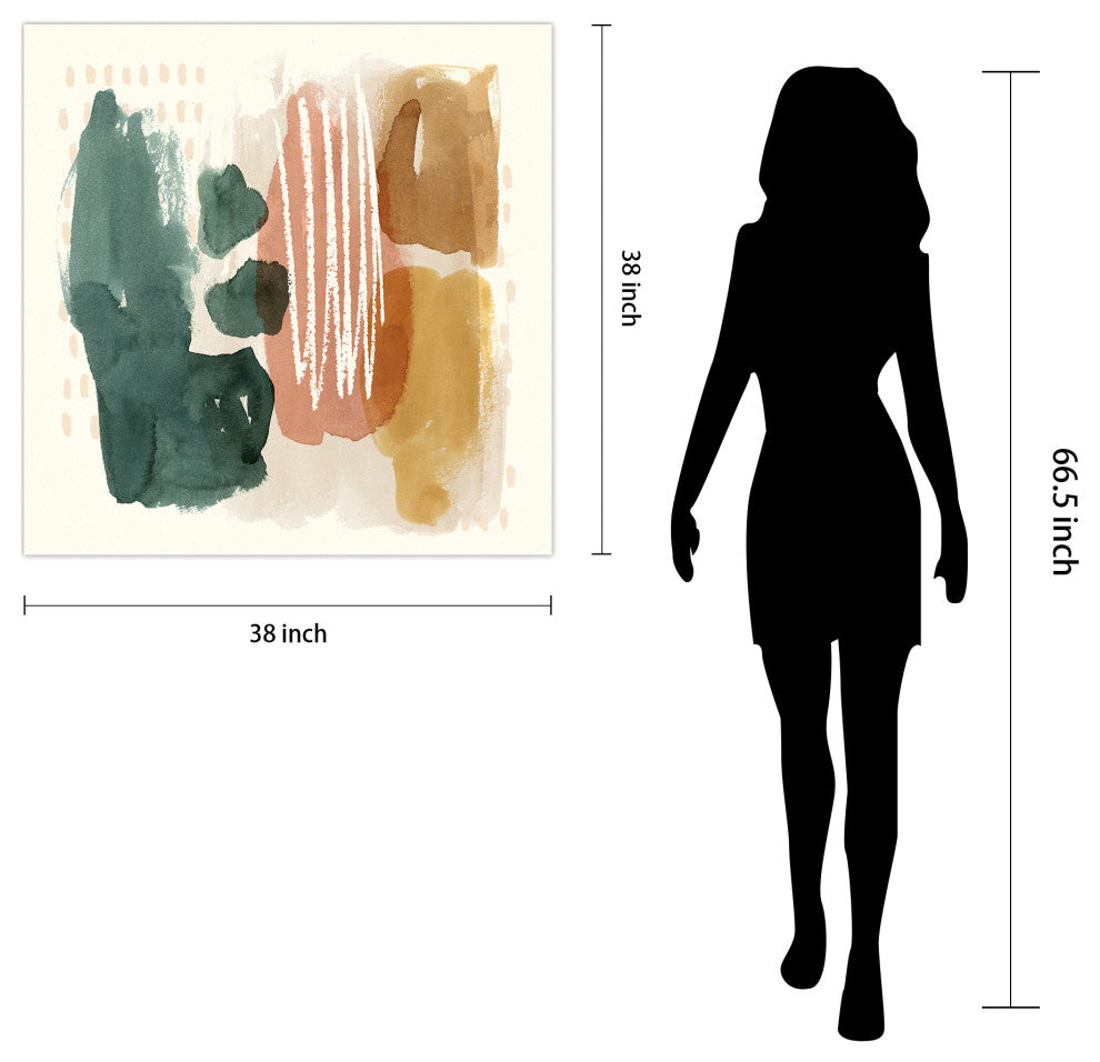 "Ochre Echo III" Abstract Wall Art Print Frameless Free Floating Tempered Glass