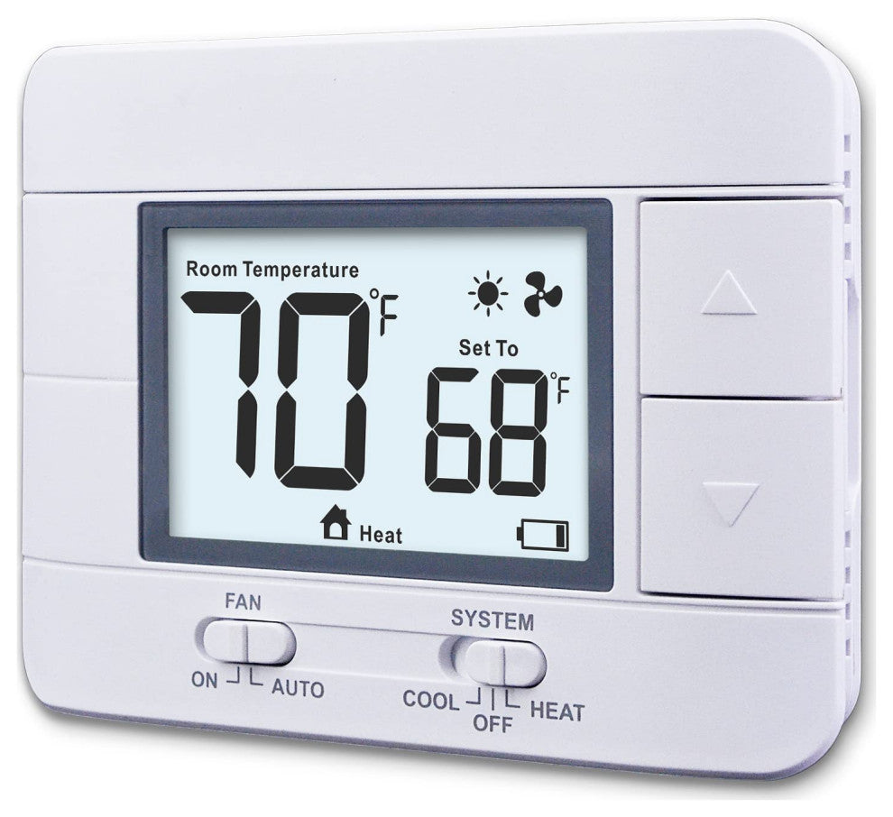 Non-Programmable Thermostat for Home 1 Heat/ 1 Cool, with Room Temperature., White