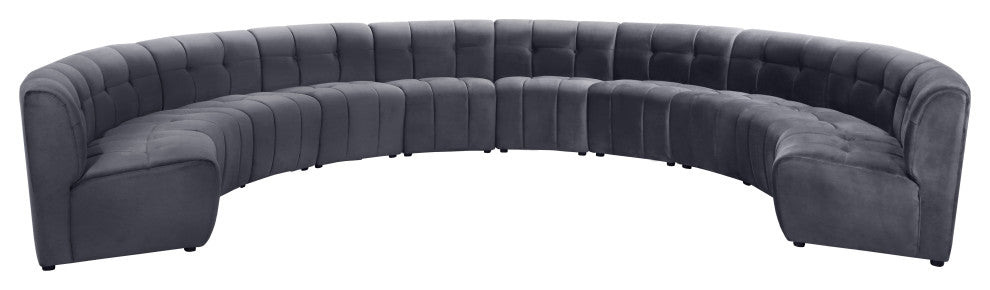 Limitless Velvet Upholstered 10-Piece Modular Sectional, Gray