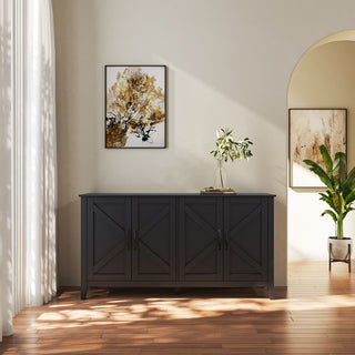 Lifestyle shot: cabinet placed in a living room setting; full product visible.