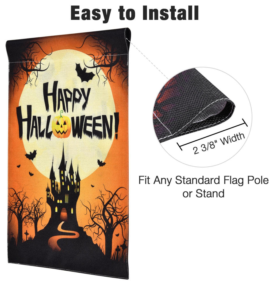 12"x18" Halloween Garden Flag Castle Bat Pumpkin Jack O Lantern Party