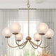 LALUZ 6-Light 27" Gold and Frosted Glass Mid Century Globe Chandelier
