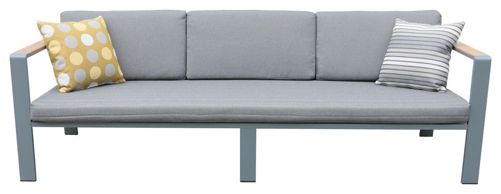 Nofi 4-Piece Outdoor Patio Set, Gray Powder Coated Finish With Gray Cushions
