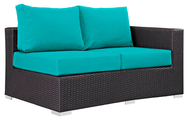 Convene Outdoor Patio Right Arm Loveseat, Espresso Turquoise