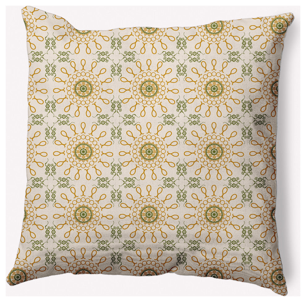 20" x 20" Sun Tile Indoor/Outdoor Polyester Throw Pillow, Autumn Gold