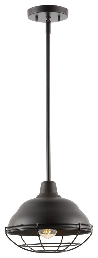 Levi Industrial Farmhouse Iron LED Pendant, Oil Rubbed Bronze, 1-Light