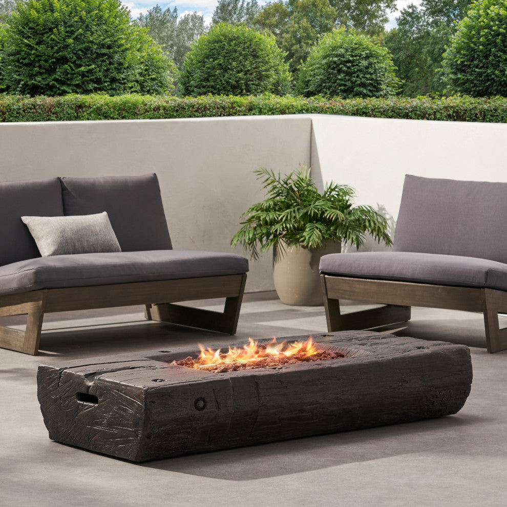 Carolina Outdoor 40,000 BTU Wood Finish Fire Pit, No Tank Holder