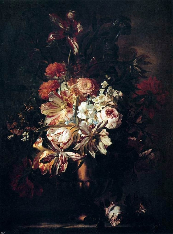 Abraham Brueghel Flowers in a Bronze Vase, 21"x28" Wall Decal