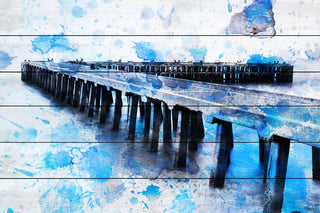 "Pier" Print on White Wood, 36"x24"