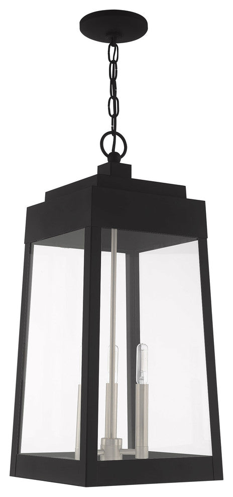 Transitional Outdoor Pendant Lantern, Black