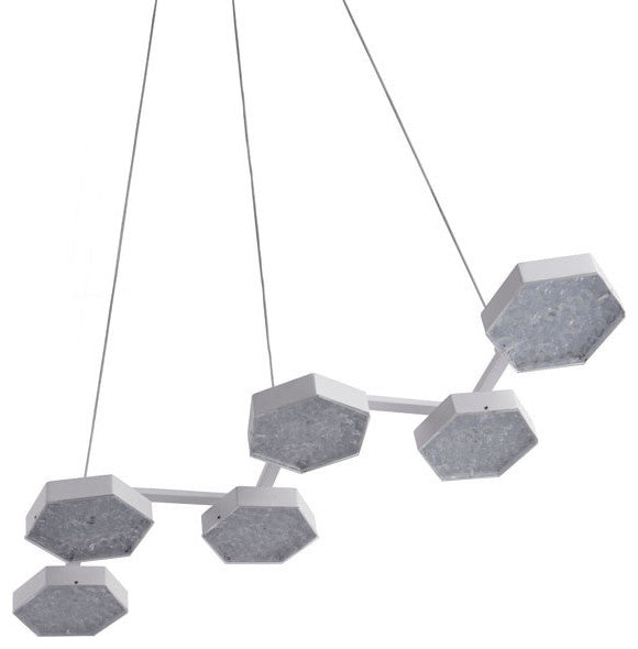 HomeRoots 29.5" X 10.2" X 43.3" White Acrylic Painted Metal Ceiling Lamp