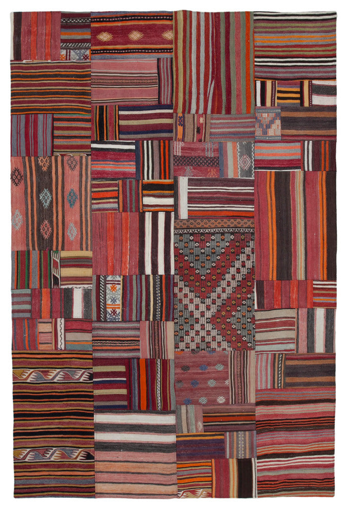 Rug N Carpet - Handmade Turkish 6' 8'' x 9' 10'' Vintage Patchwork Kilim Rug