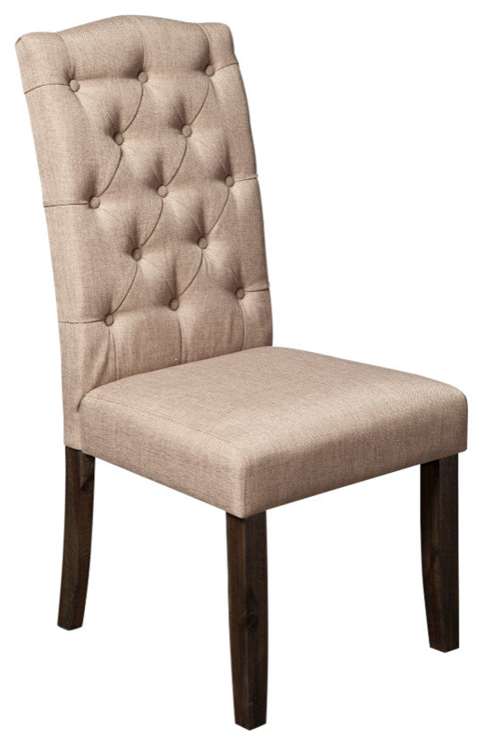 Newberry Set of 2 Button Tufted Parson Chairs, Salvaged Grey