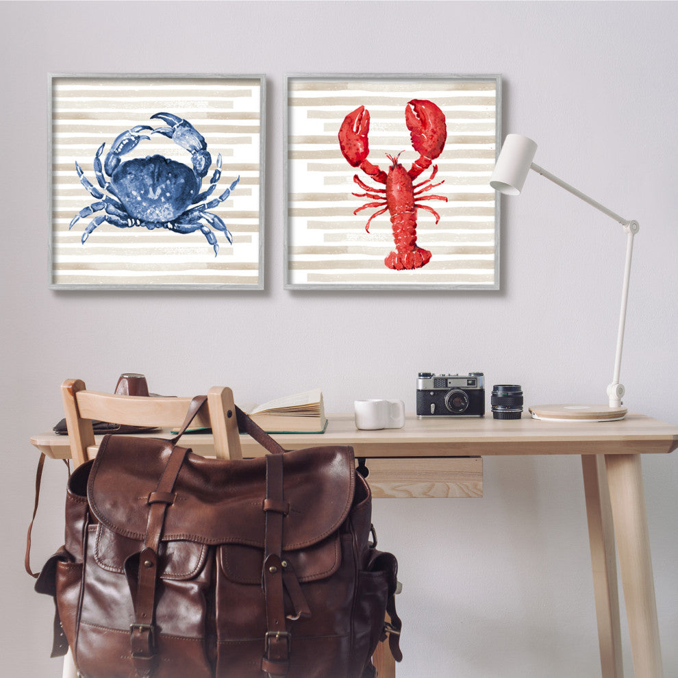 Nautical Blue Crab and Red Lobster,24 x 24