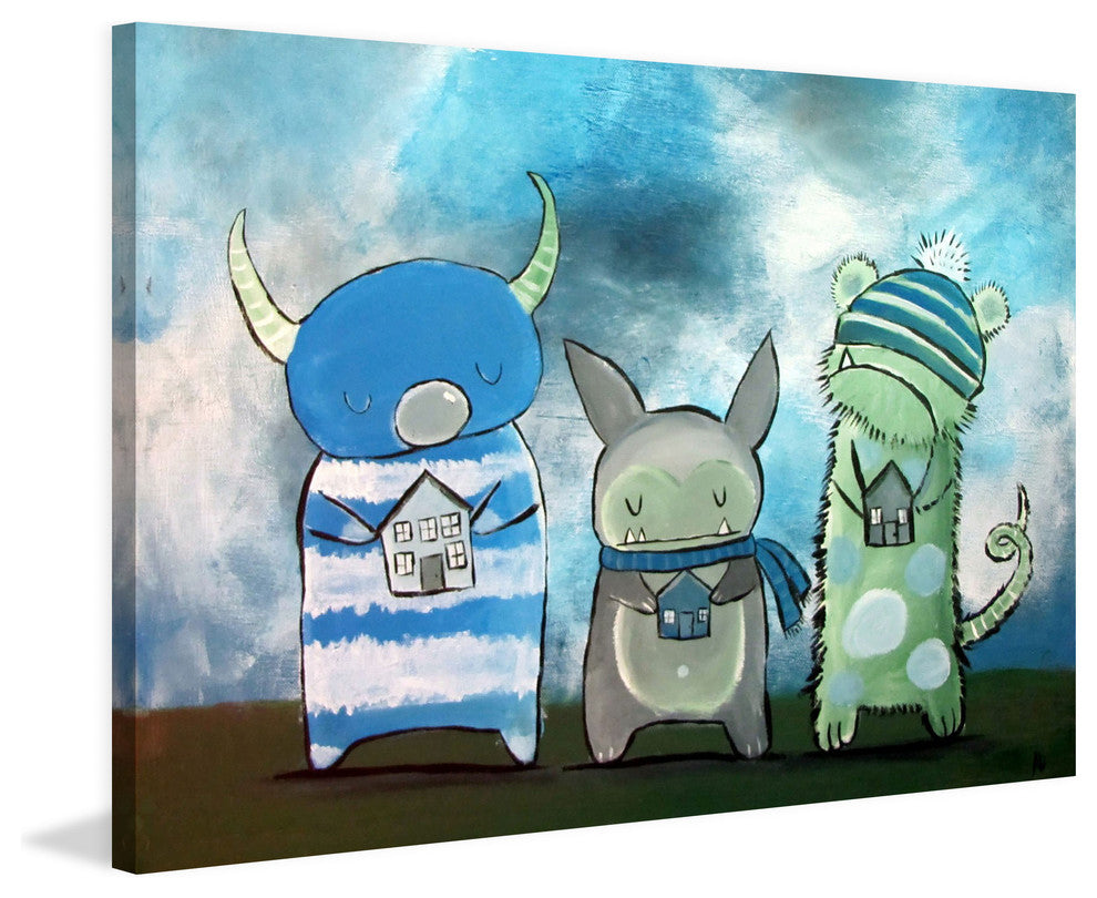 "Tiny Houses" Painting Print on Wrapped Canvas