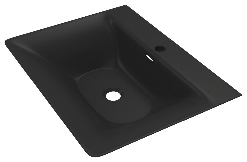 CastelloUSA Carmella Minimalist Wall Mount Bathroom Sink, Black, 24''
