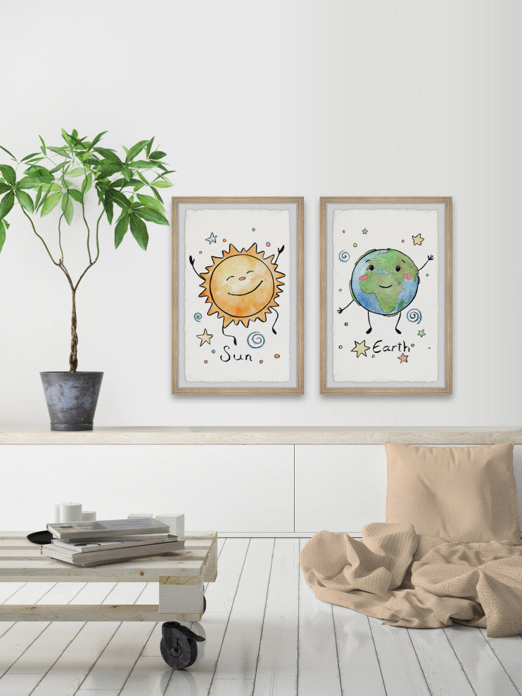 Sun and Earth Diptych, 2-Piece Set, 24x36 Panels