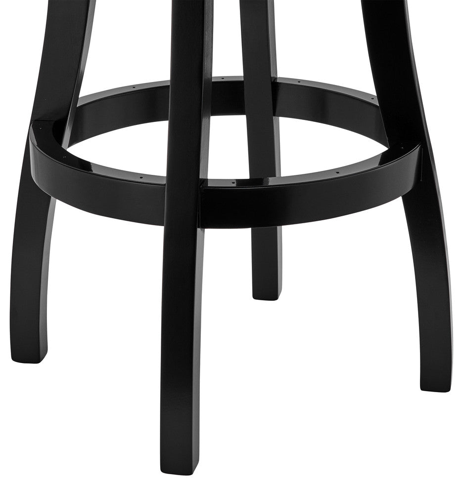 45" Gray Faux Leather And Iron Swivel Bar Height Chair