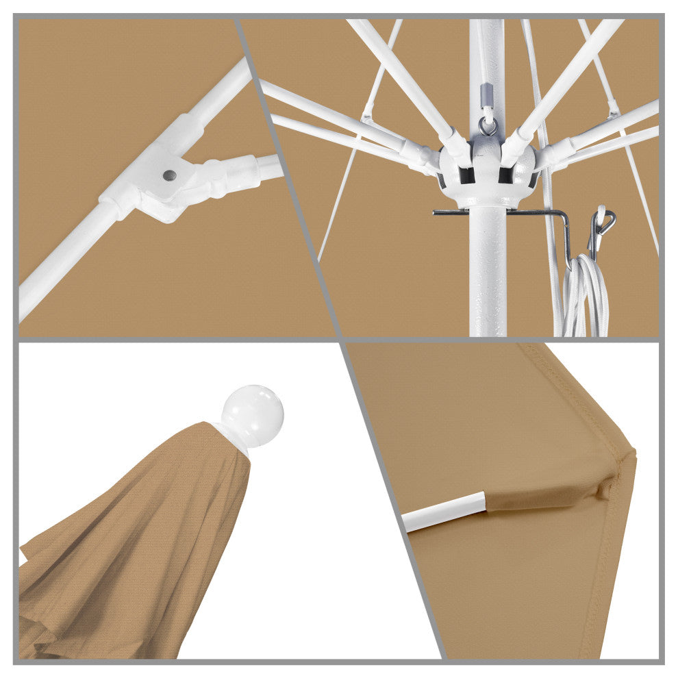 11' Fiberglass Umbrella With White Frame, Champagne, 11'