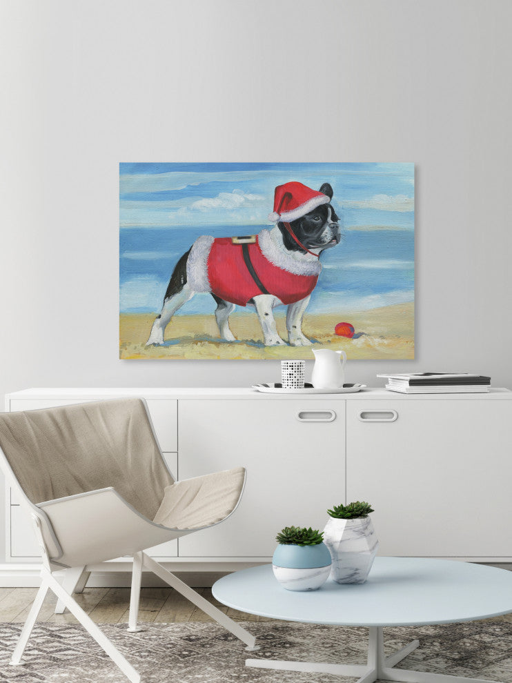 "Santa at the Beach" Painting Print on Wrapped Canvas, 30x20
