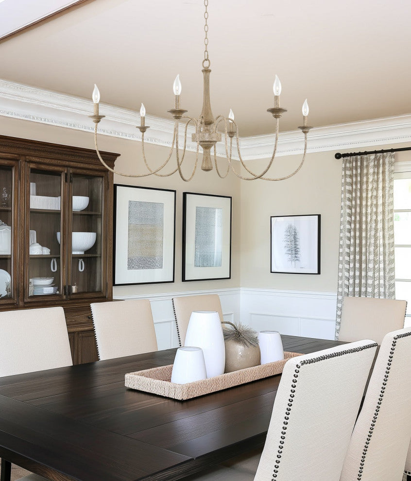 Kira Home Sherbrooke 44" Chandelier, French Country Chandelier, Smoked Cedar