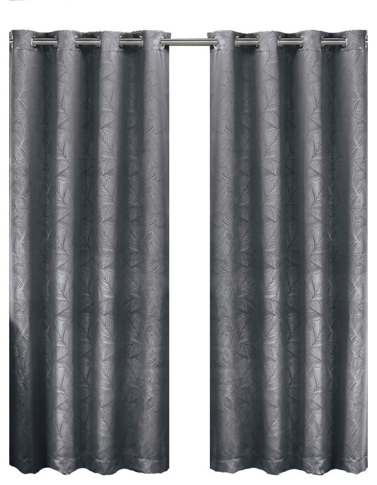 Prairie Blackout Weave Embossed Grommet Curtain, Gray, 52"x96" Single