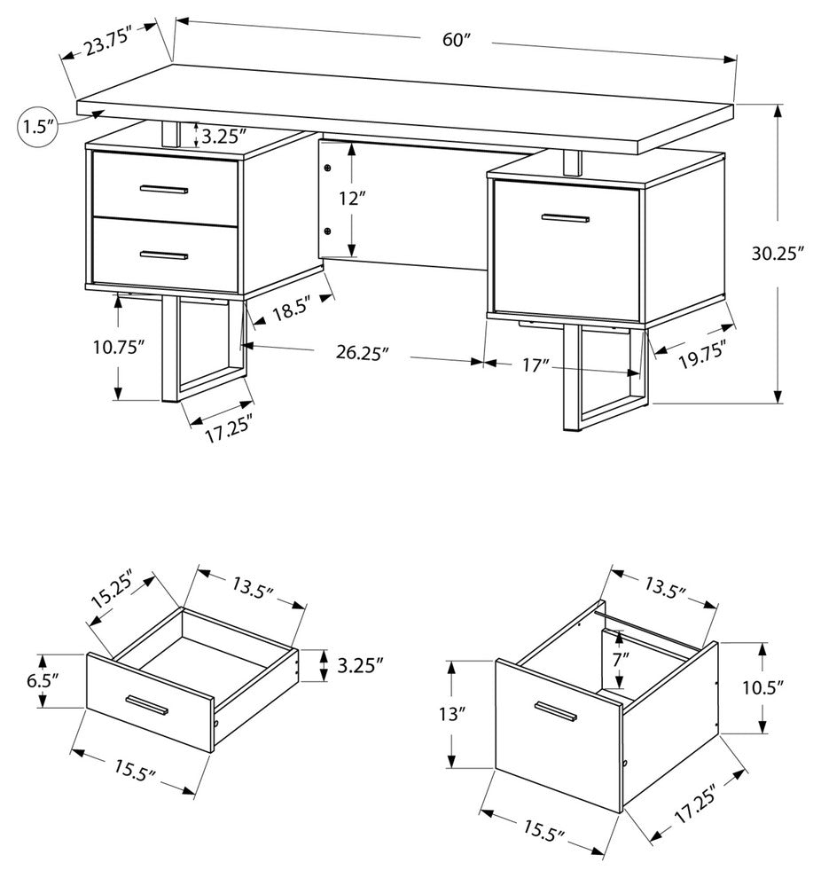 Computer Desk Home Office Laptop Storage Drawers 60"L Work Metal Beige