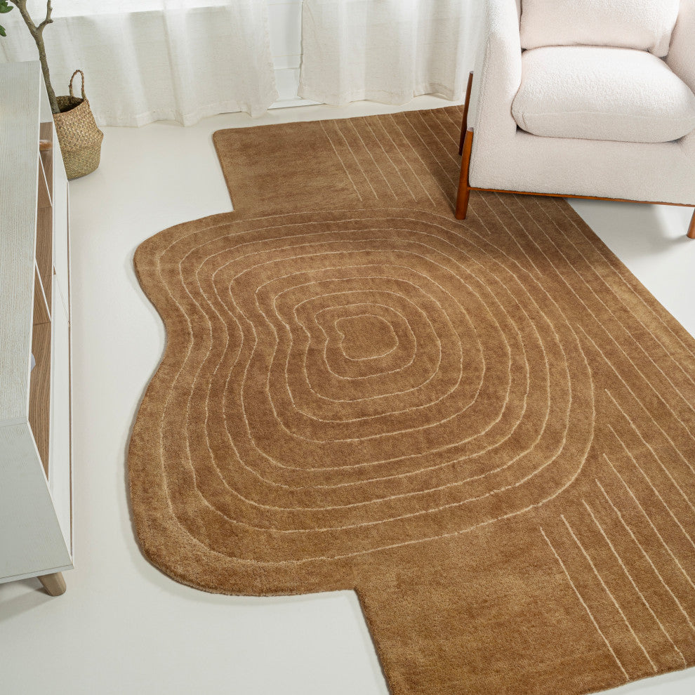 Bohemian Abstract Striped Handwoven Wool Rug