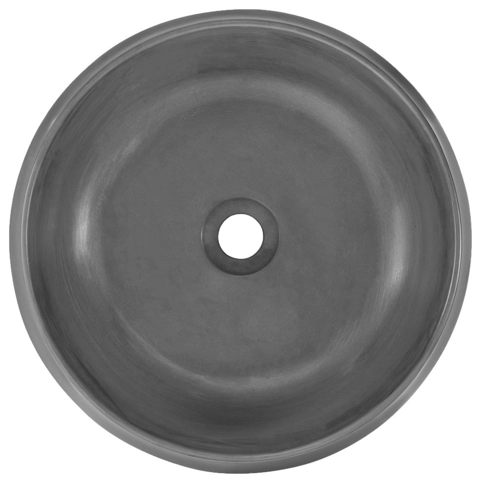Lisse 17.5" Round Concrete Vessel Bathroom Sink, Dark Gray