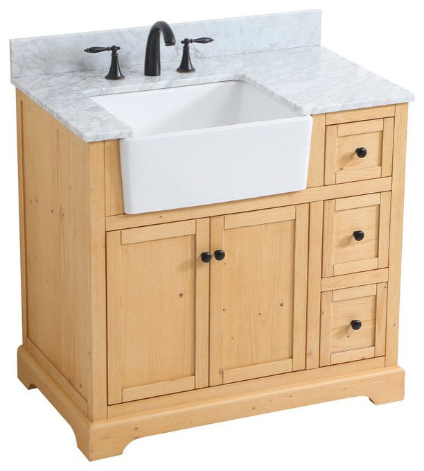 Home Living 22" Farmhouse Natural Wood-Light Bathroom Vanity