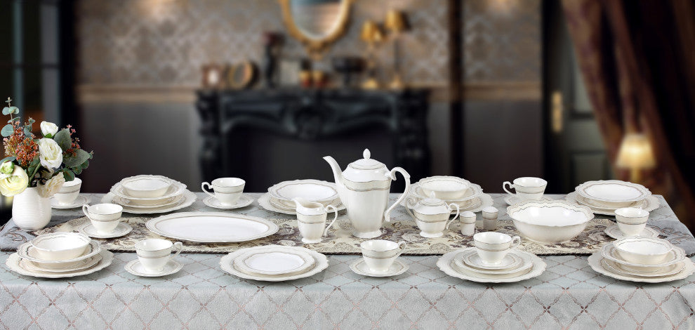Lorren Home Trends 57 Piece Bone China, Charlotte, Service for 8