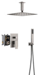 CASAINC 10" Ceiling Mount Dual Rainfall Shower Head Shower System Kit, Brushed Nickel