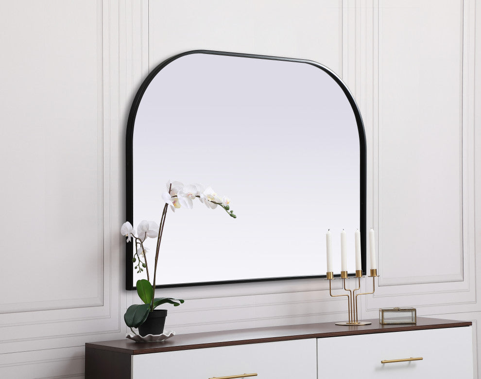Metal Frame Arch Mirror 42X30 Inch, Black