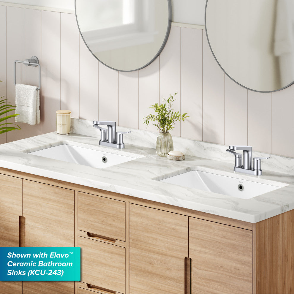 KRAUS Indy 2-Handle 3-Hole Centerset Bathroom Faucet Chrome, Pop Up Drain