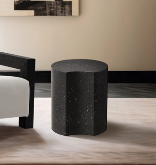 Dimple Terrazzo Pattern Iron End Table, Black, 1-Piece: 18"Wx18"Dx20"H