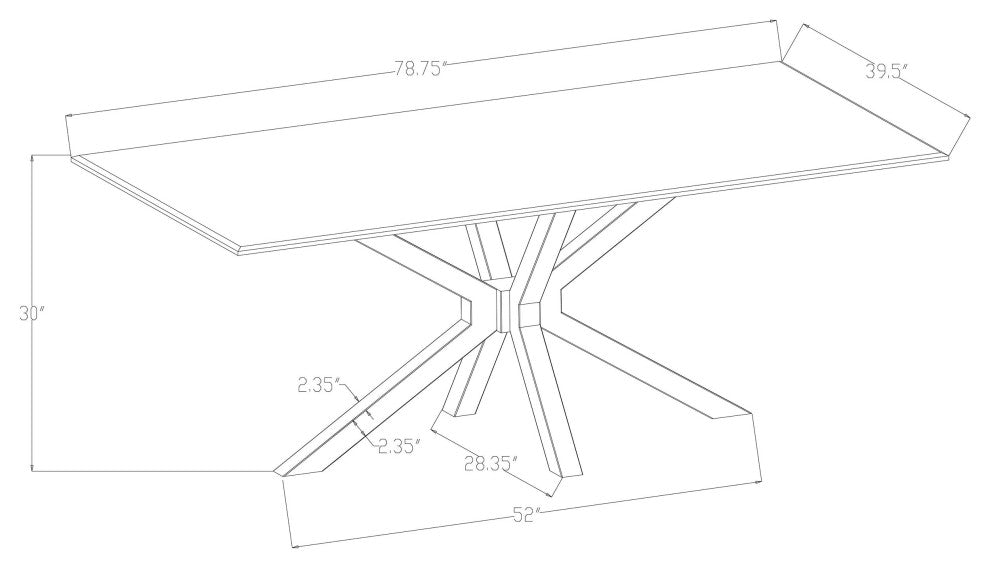 Venera Rectangular 79" Faux Marble Dining Table White