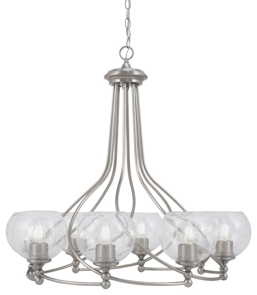Capri 8-Light Chandelier, Brushed Nickel/Clear Bubble