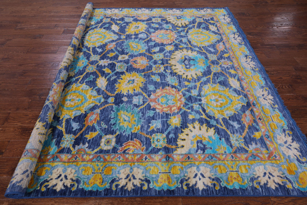 8' Square Turkish Oushak Handmade Wool Rug - Q13447