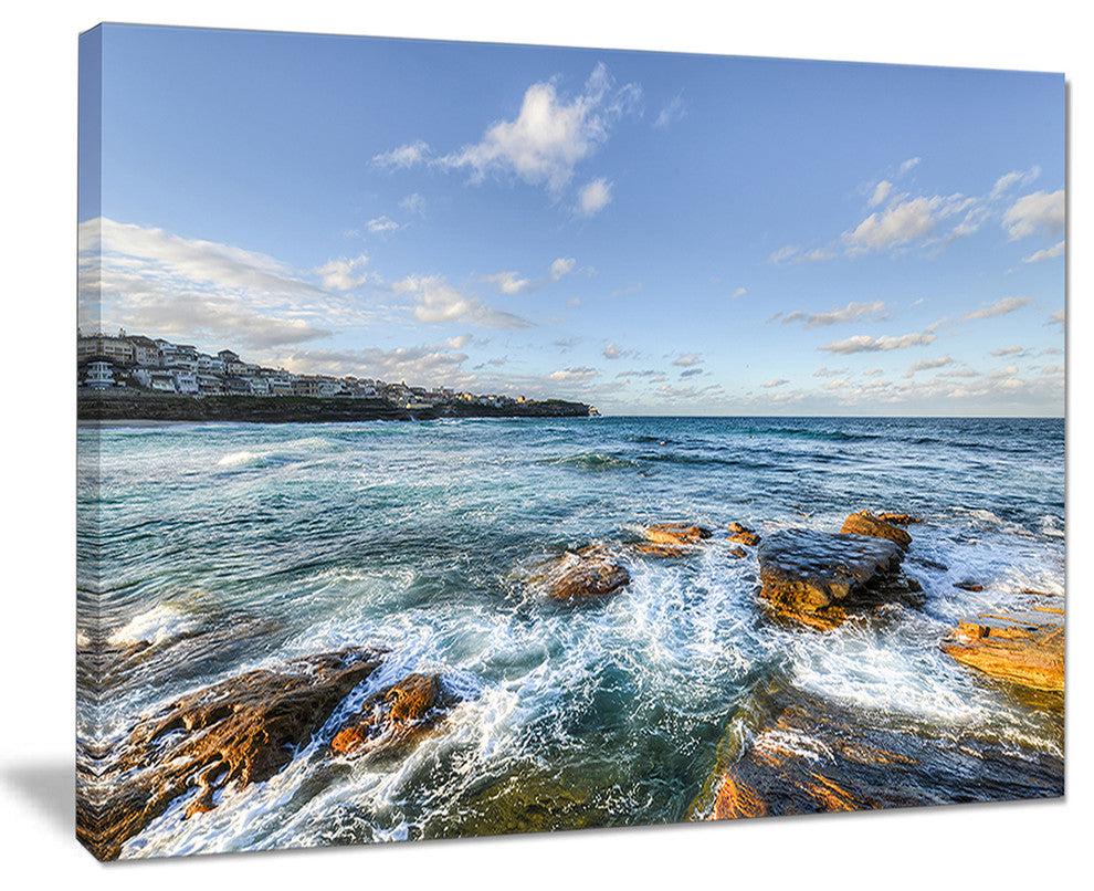 "White Waves in Bondi Beach" Beach Canvas Wall Art, 40"x30"