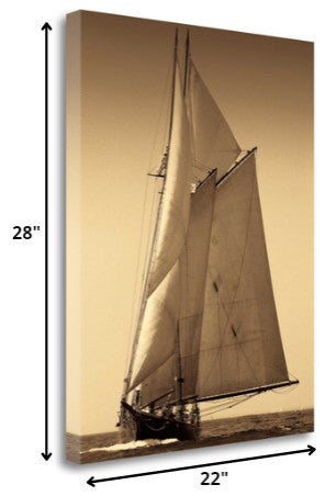 22" Sailing the Seas Sepia Tone Giclee Wrap Canvas Wall Art