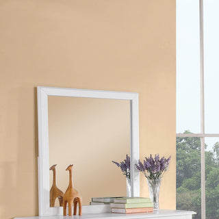 Benzara BM171572 Mirror With Pine Wood Framing, White